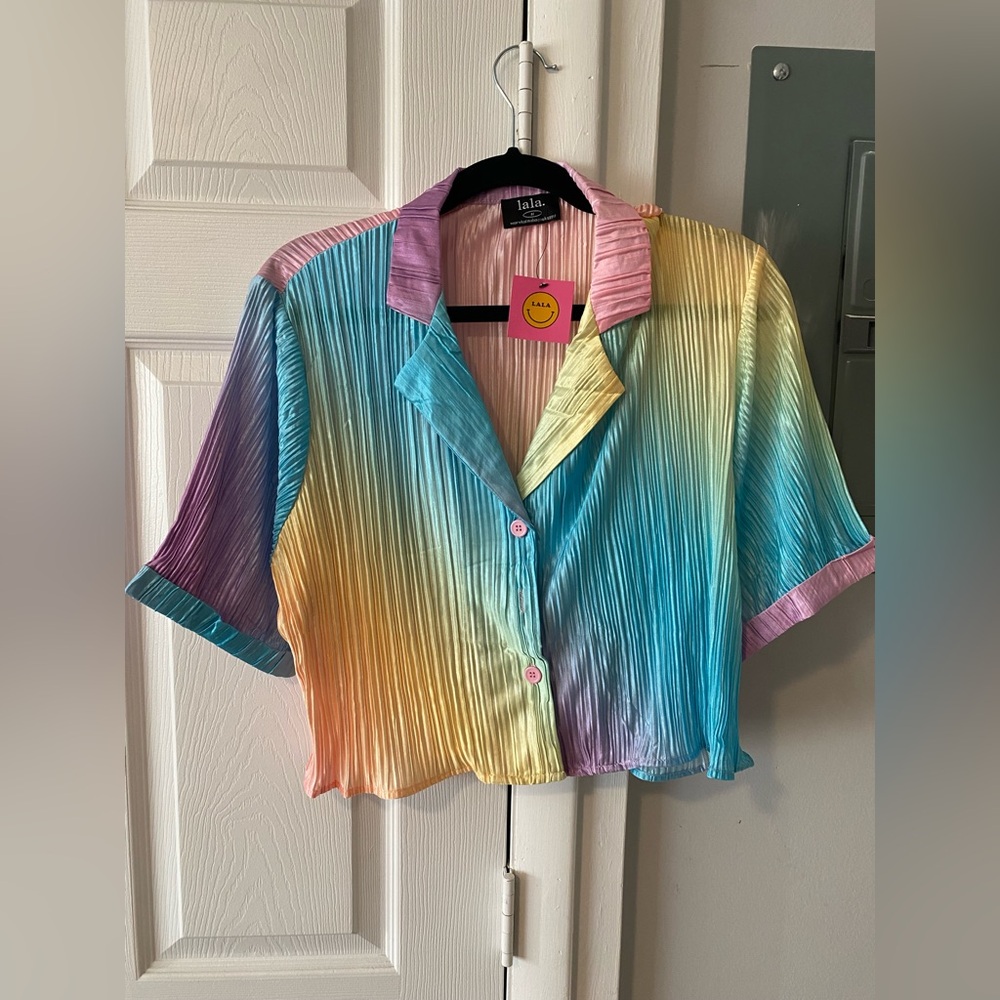 Dressed in LALA Multicolor Pleated Blouse and Skirt